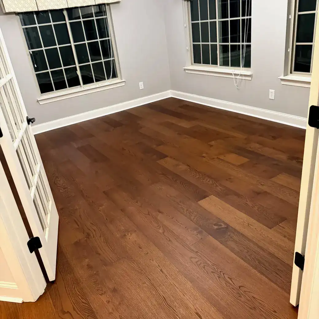 Hardwood Floor Refinishing | Final Floors LLC Finished dark hardwood flooring after professional refinishing in a Metro Atlanta room