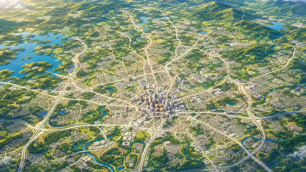 Vibrant illustrated map representing the Final Floors LLC flooring service area across Metro Atlanta, Georgia