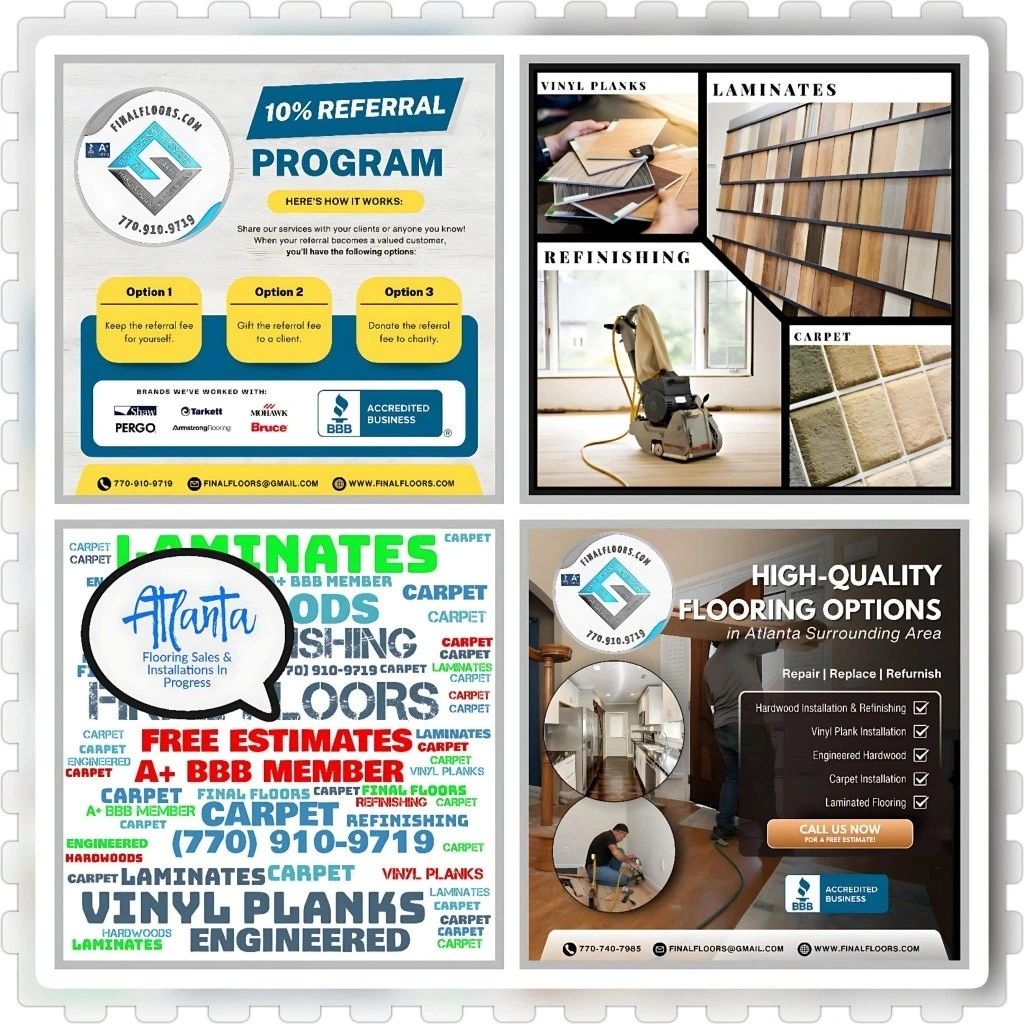 Referral ProgramEarn a 10% commission when you refer a client who purchases <a href='https://www.finalfloors.com/services/premium-vinyl-plank-flooring-installation-in-atlanta-final-floors-llc/'>flooring installation</a>.Option to <a href=