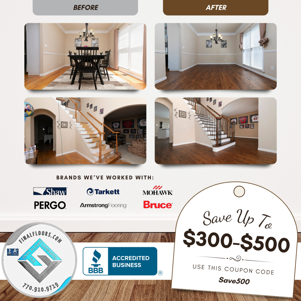 Transform Your New Home: Flooring Tips for First-Time Homeowners

Welcome new homeowners! Personalize your space with the perfect flooring to match your lifestyle and budget. Final Floors offers expert <a href='https://www.finalfloors.com/services/flooring-sales-installations/'>installation for hardwood</a>, vinyl plank, carpet, laminate, and more.

Explore trending options like wide plank hardwood, eco-friendly materials, and waterproof vinyl. Our team provides personalized recommendations to ensure your flooring complements your home’s design and adds lasting value.

Real estate agents, elevate your listings by partnering with Final Floors. Join our referral program to earn 10% commission, offer discounts to clients, or donate to charity.

Contact us today at 770-740-7985 or finalfloors@gmail.com for a free estimate. Check out our portfolio and reviews on Google and Linktree.

#FlooringAtlanta #HardwoodFloors #VinylPlankFlooring #CarpetInstallation #LaminateFlooring #LuxuryVinylPlank #WaterproofFlooring #CustomFlooringATL #AtlantaFlooringExperts #DurableFlooring #SustainableFlooring #EcoFriendlyFlooring #AtlantaHomeRenovation #FlooringSolutionsATL #TopRatedFlooringATL

” class=”wp-image-5036″/></a></figure>



<p></p>



<p></p>
				</div>
				</div>
				<div class=