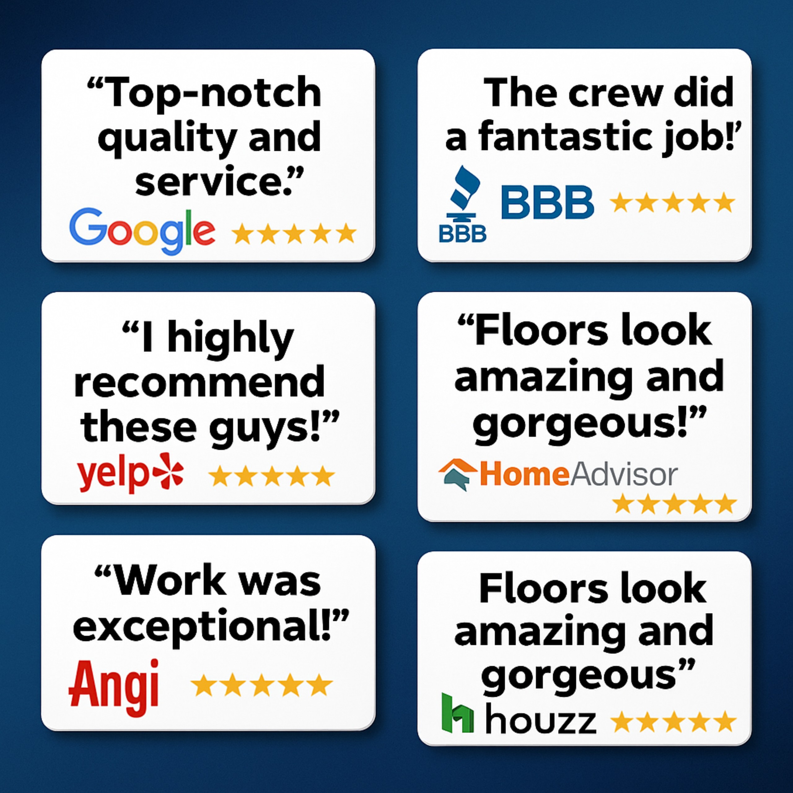 Final Floors, LLC — Metro Atlanta’s most trusted flooring contractor with verified 5-star reviews across Google, BBB, Yelp, HomeAdvisor, Angi, and Houzz. Customers rave about our quality, service, and results: “Top-notch quality and service,” “The crew did a fantastic job,” “I highly recommend these guys,” “Floors look amazing and gorgeous,” and “Work was exceptional.” We specialize in luxury vinyl plank (LVP), hardwood installs and dust-free refinishing, carpet installation, subfloor repair, and water-damage putbacks. Every project is completed by licensed, insured, in-house crews only — never subcontractors. Serving Alpharetta, Roswell, Sandy Springs, Johns Creek, Milton, Buckhead, Marietta, Smyrna, Decatur, Suwanee, Brookhaven, Woodstock, Kennesaw, Lawrenceville, Peachtree Corners, Duluth, Norcross, Dunwoody, Cumming, and Midtown Atlanta. A+ BBB Accredited, 4.9⭐ Google Rated with over 185+ verified reviews. Call 770-910-9719 for a free same-week estimate.
