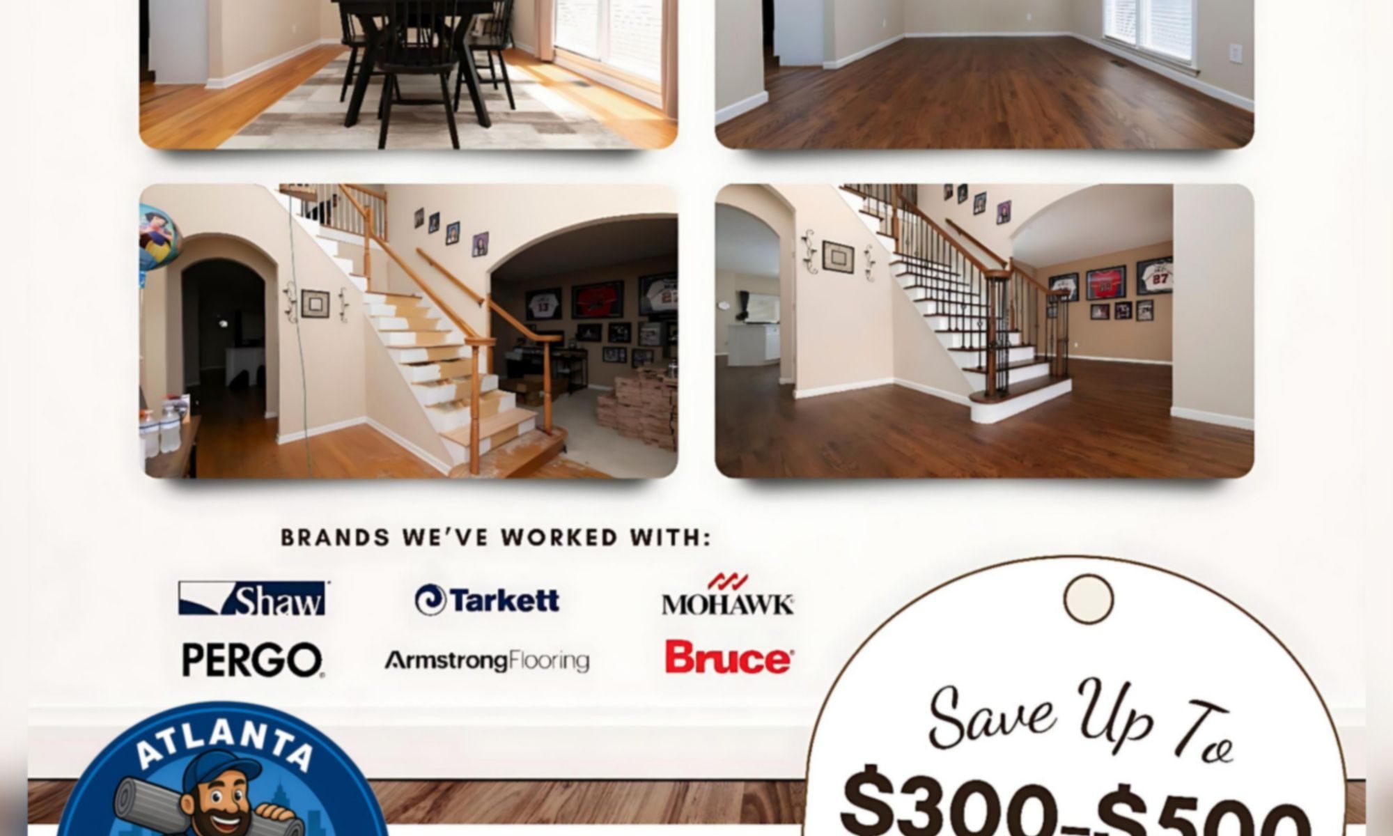 Atlanta hardwood refinishing and vinyl plank installation by Final Floors LLC — licensed in-house crews, A+ BBB Accredited, 4.9 star Google reviews. Save $300–$500 with flooring coupon. Serving Roswell, Alpharetta, Sandy Springs, Johns Creek, Milton, Buckhead, Brookhaven, East Cobb, Marietta, Dunwoody, Cumming, Woodstock, and North Atlanta. Trusted brands Shaw, Mohawk, Bruce, Pergo, Tarkett, Armstrong. Call 770-910-9719 for free estimates.