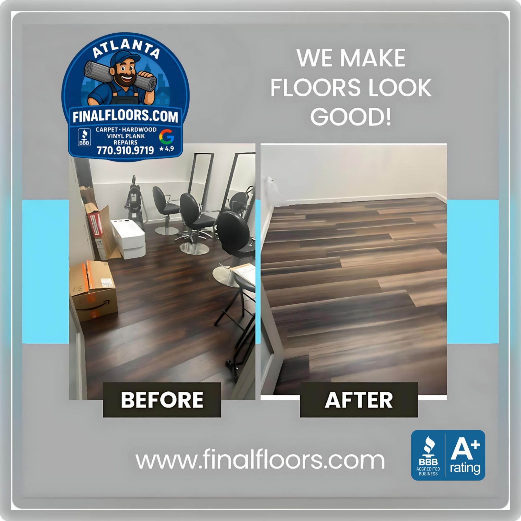 Luxury Vinyl Plank Flooring Sales & Installation — Stunning, waterproof, and long-lasting floors for Metro Atlanta homes and businesses. Expertly crafted, beautifully installed, and built for modern living.