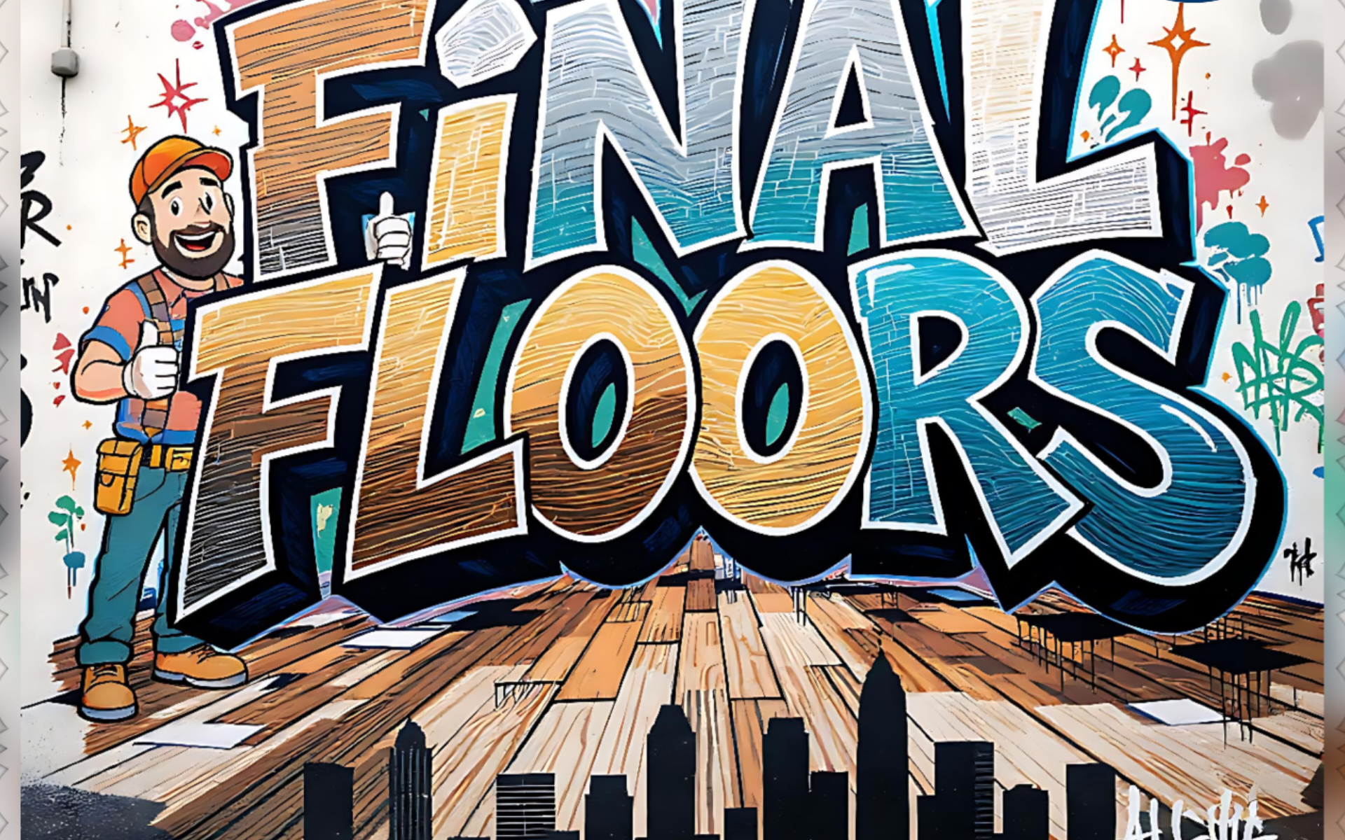 Final Floors ATL graffiti-style mural logo artwork featuring vibrant blue, brown, and gray tones symbolizing expert hardwood refinishing, vinyl plank installation, and floor repair services across Metro Atlanta including Roswell, Alpharetta, Johns Creek, Sandy Springs, Marietta, Buckhead, and Milton. A+ BBB accredited, 4.9-star Google-rated local flooring company specializing in hardwood, vinyl plank, carpet, and water damage restoration. | Final Floors ATL | Metro Atlanta’s Flooring Experts