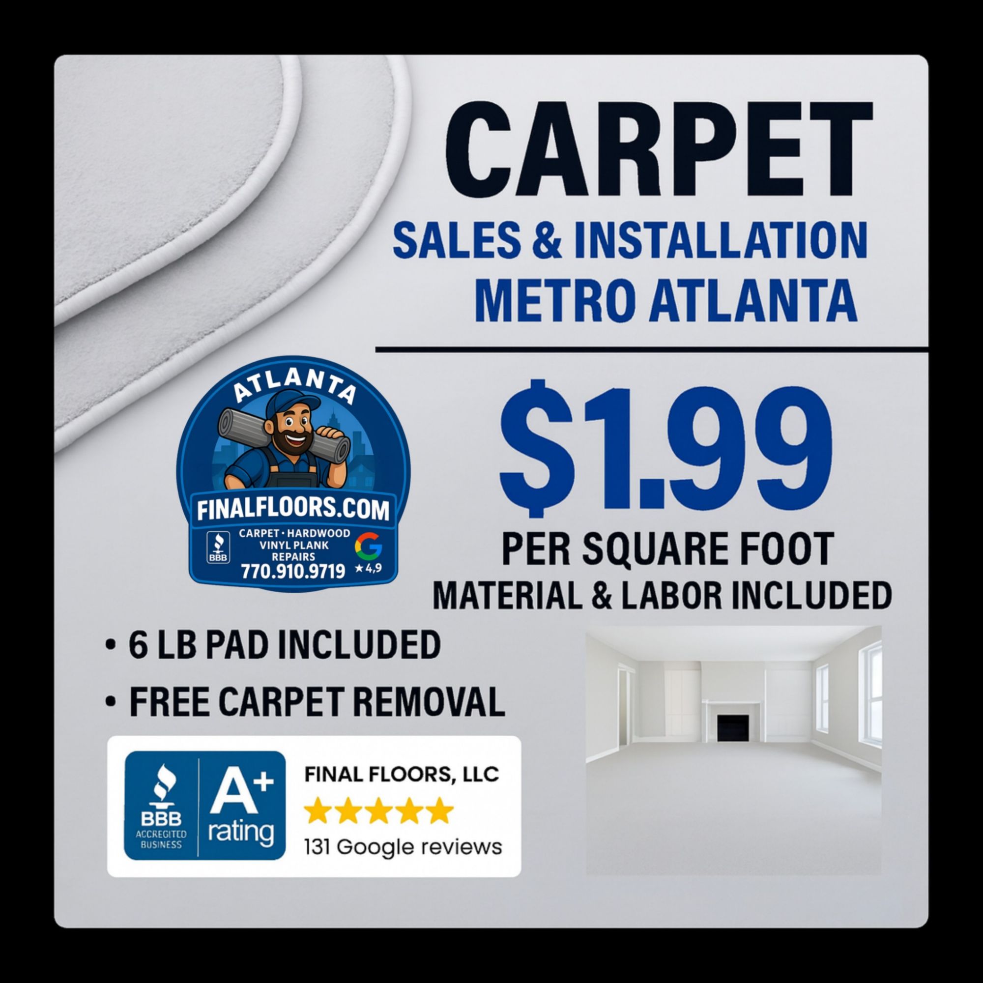 Epic Carpet Sales & Stunning Installations in Atlanta – High-Quality, Beautiful Carpets by Final Floors ATL