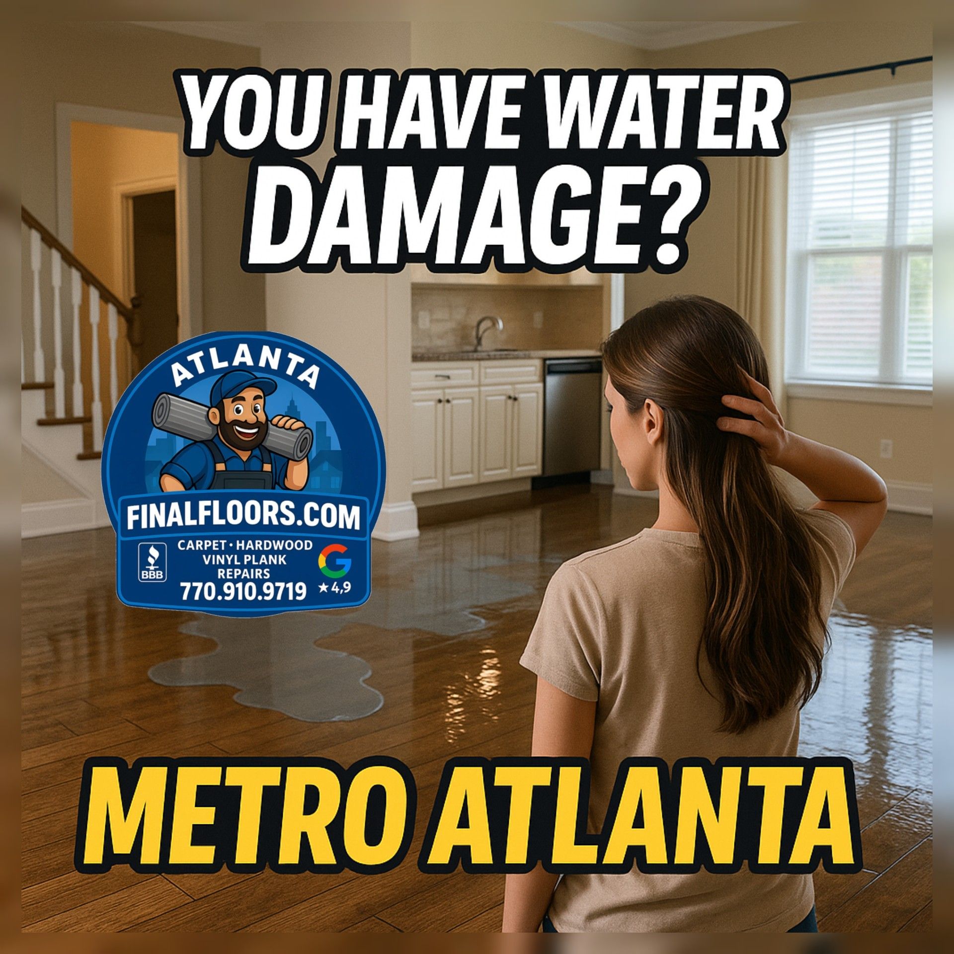 Metro Atlanta water damage flooring repair and replacement by licensed crews