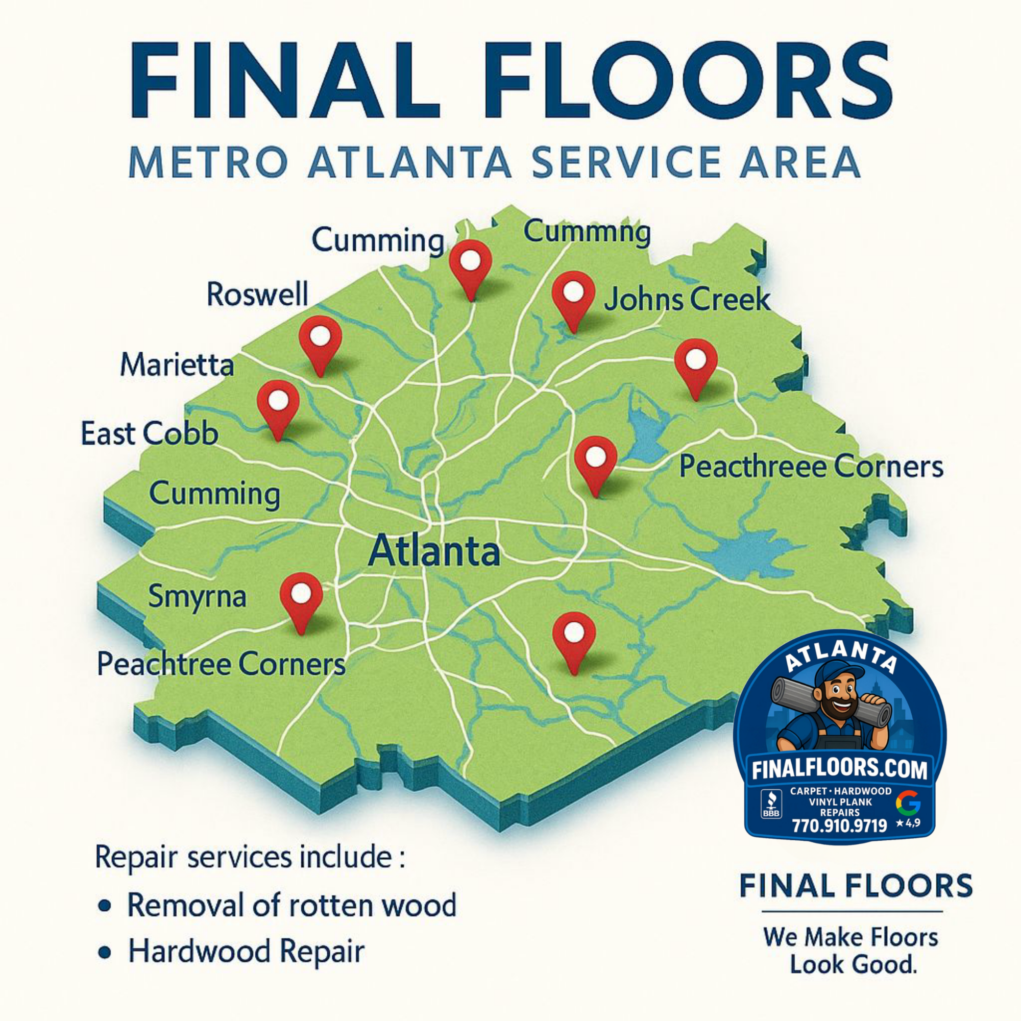 Final Floors LLC service map Metro Atlanta flooring service area